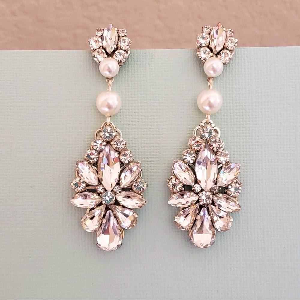 Vintage Blush Crystal Swarovski & Pearl Earrings and Necklace Set